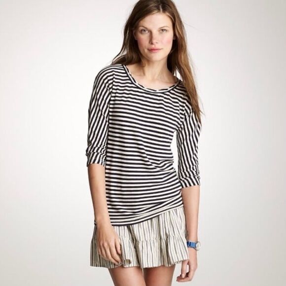 J. CREW Linen, cotton, modal blend striped top. - Picture 1 of 4